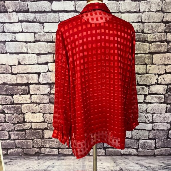 Allison Daley Red Button Down Blouse W/ Matching Tank Size 2X - Picture 6 of 9